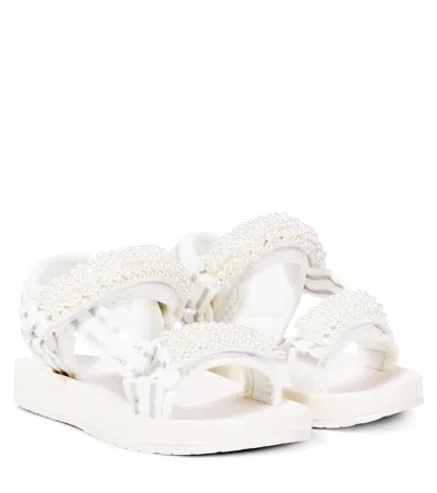 MONNALISA FAUX PEARL-EMBELLISHED SANDALS
