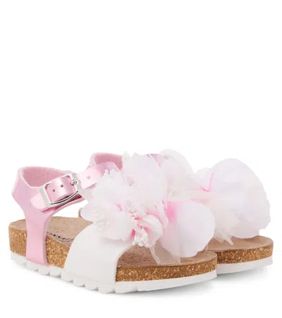 MONNALISA FLORAL-APPLIQUÉ SANDALS