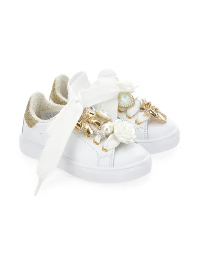 MONNALISA FLORAL-APPLIQUÉ SNEAKERS