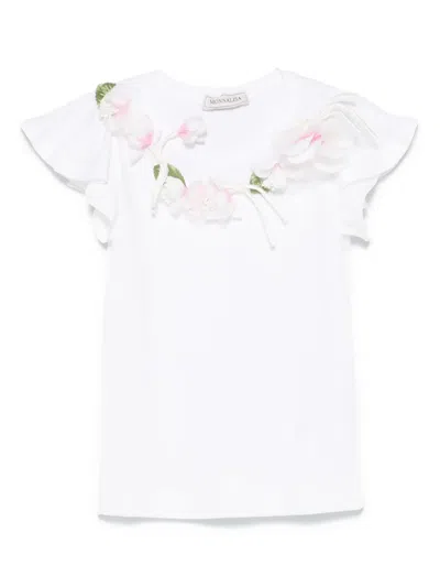 MONNALISA FLORAL-APPLIQUÉ T-SHIRT