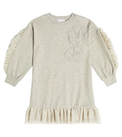 MONNALISA FRILL-TRIMMED SWEATSHIRT DRESS