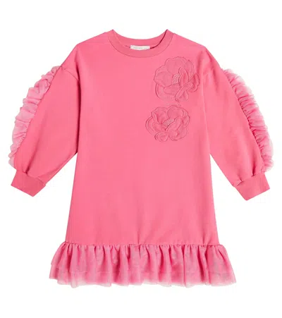 MONNALISA FRILL-TRIMMED SWEATSHIRT DRESS