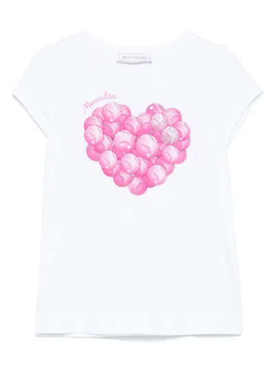 MONNALISA HEART-PRINT T-SHIRT