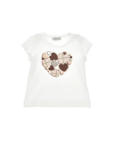 MONNALISA MONNALISA  HEART T-SHIRT WITH APPLICATIONS