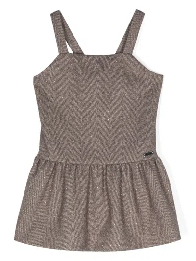 MONNALISA HERRINGBONE-PATTERN SLEEVELESS DRESS