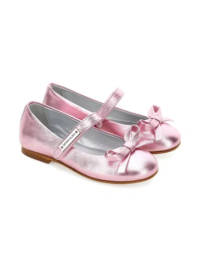 MONNALISA METALLIC-LEATHER BALLET FLATS