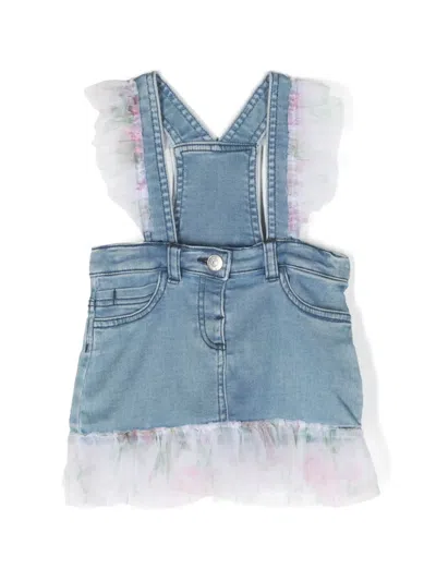 MONNALISA RUFFLED-TRIM DENIM SKIRT DUNGAREES