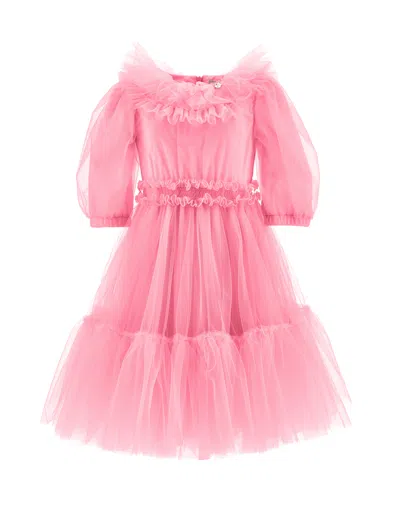 MONNALISA MONNALISA  RUFFLED TULLE DRESS