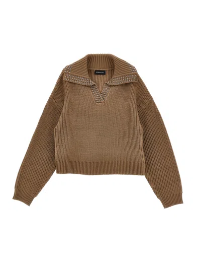 MONNALISA MONNALISA  STUDDED COLLAR SWEATER
