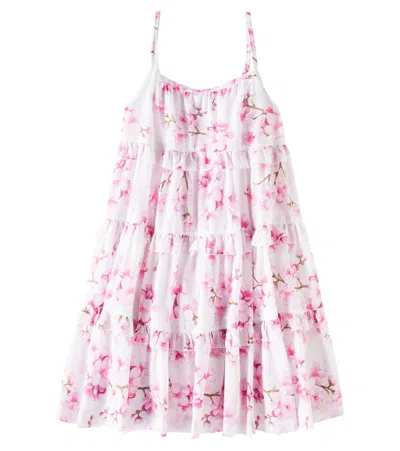 MONNALISA TIERED FLORAL COTTON DRESS