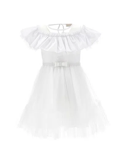 MONNALISA MONNALISA  TULLE DRESS WITH FLOUNCE