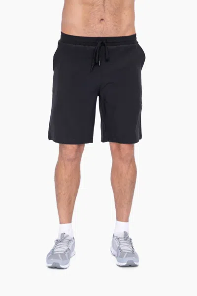 MONO B ACTIVE DRAWSTRING SHORTS WITH ZIPPERED POUCH IN BLACK