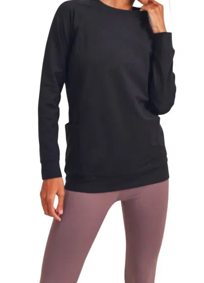 MONO B ACTIVE RAGLAN PULLOVER IN BLACK