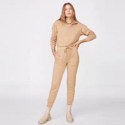 MONROW ARCHIVES SUPERSOFT FLEECE SHIRRED SLEEVE JUMPSUIT