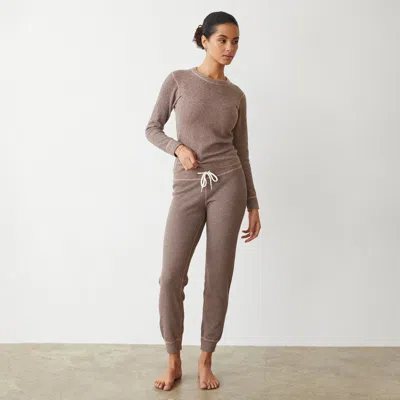 MONROW COZY HEATHER THERMAL CUFF SWEAT