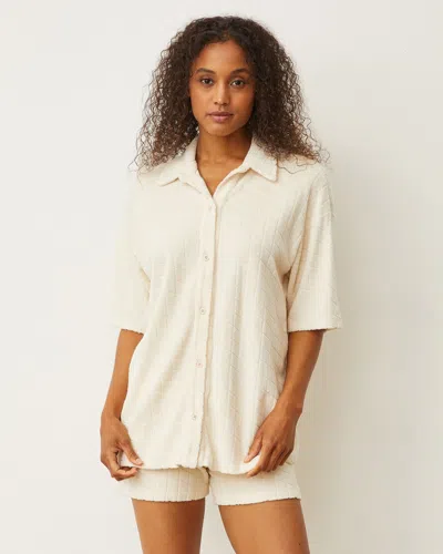 MONROW DIAMOND TERRY CLOTH OVERSIZED SHIRT