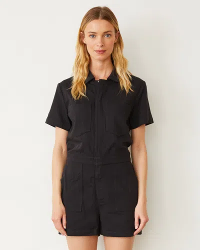 MONROW FADED BLACK SOFT TWILL ROMPER