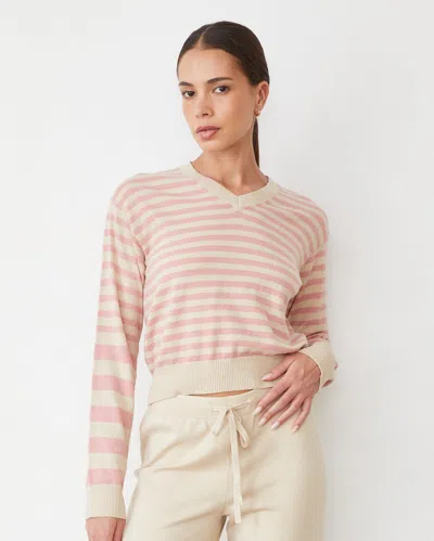 MONROW LIGHTKNIT STRIPE V NECK