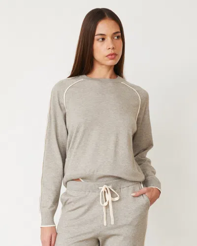 MONROW LIGHTKNIT SWEATER WITH CONTRAST PIPING