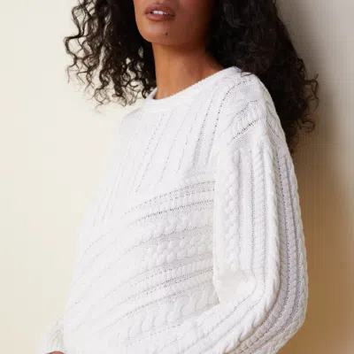 MONROW MERINO WOOL CABLE KNIT SWEATER