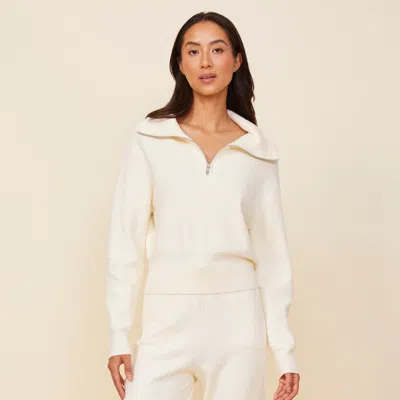 MONROW SOFT KNIT RIB HALF ZIP SWEATER