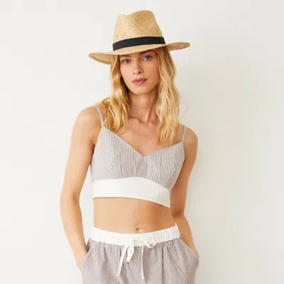 MONROW STRIPE POPLIN BRALETTE TOP
