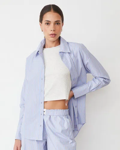 MONROW STRIPE POPLIN OVERSIZED SHIRT
