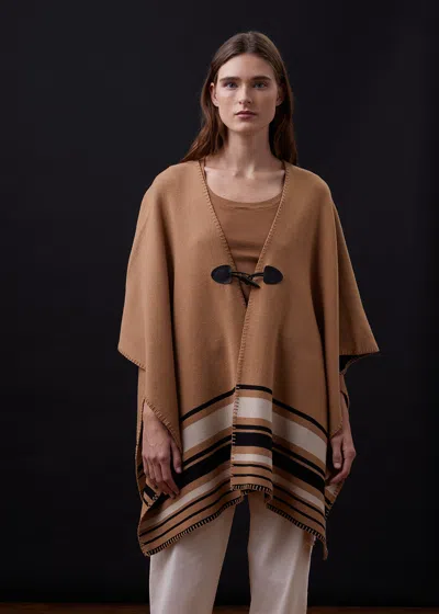 MONROW SUPERSOFT SWEATER KNIT REVERSIBLE STRIPE PONCHO