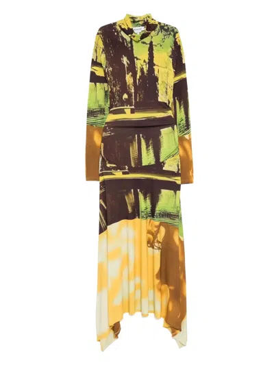 MONSE MIDI PRINTED JERSEY HANDKERCHIEF-HEM DRESS