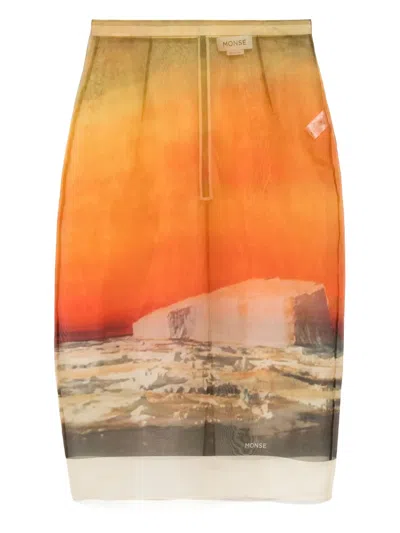 MONSE PRINTED ORGANZA PENCIL SKIRT
