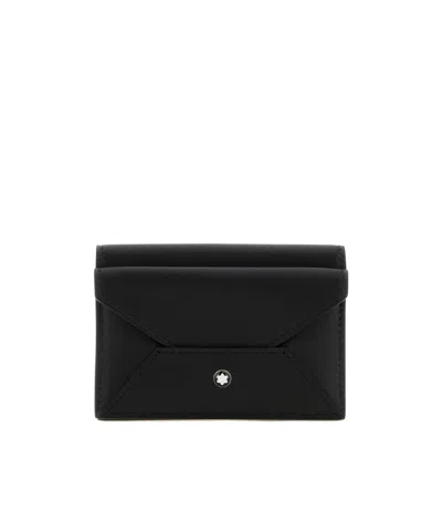 MONTBLANC MONTBLANC LOGO PLAQUE FOLDOVER TOP WALLET
