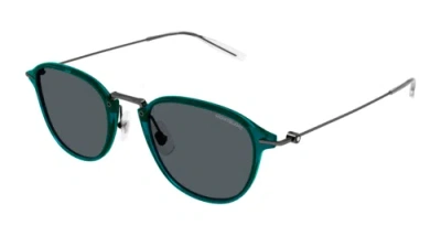 MONTBLANC MONT BLANC MB0155S-007 GREEN RUTHENIUM GREY SUNGLASSES
