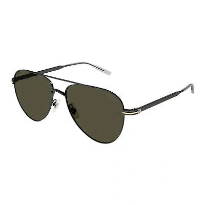 MONTBLANC MONT BLANC MB0235S-005 RUTHENIUM RUTHENIUM GREEN SUNGLASSES