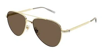 MONTBLANC MONT BLANC MB0235S-006 GOLD GOLD BROWN SUNGLASSES
