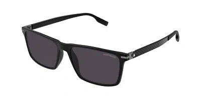 MONTBLANC MONT BLANC MB0249S-001 BLACK BLACK GREY SUNGLASSES