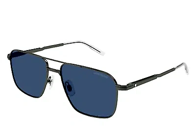MONTBLANC MONT BLANC MB0278S-003 RUTHENIUM RUTHENIUM BLUE SUNGLASSES