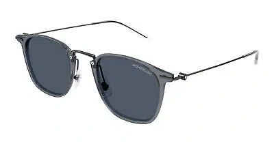 MONTBLANC MONT BLANC MB0295S-003 GREY RUTHENIUM BLUE SUNGLASSES