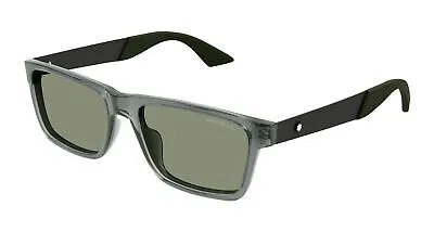 MONTBLANC MONT BLANC MB0299S-007 GREY RUTHENIUM GREEN SUNGLASSES