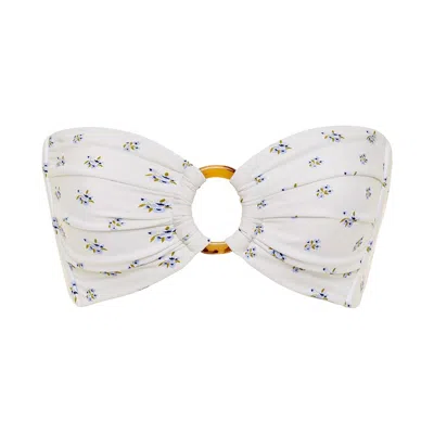 MONTCE WOMEN'S WHITE HEIDI FLORAL TORI TIES BANDEAU BIKINI TOP