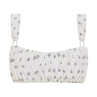 MONTCE WOMEN'S WHITE HEIDI FLORAL VICTORIA BIKINI TOP