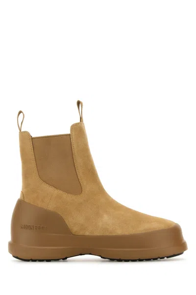 MOON BOOT CAMEL SUEDE LUNA CHELSEA ANKLE BOOTS