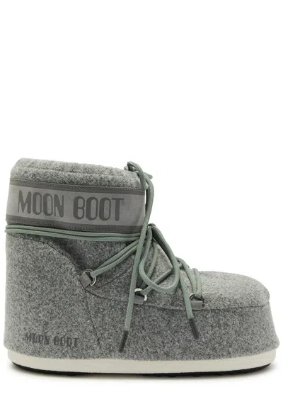 MOON BOOT MOON BOOT ICON LOW PADDED FELT SNOW BOOTS GREY UK3