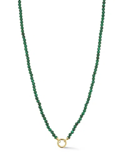 MOON & MEADOW 14 YELLOW GOLD MALACHITE BEADED CLIP BALE PENDANT NECKLACE, 17