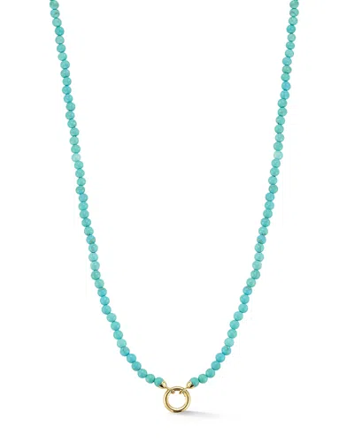 MOON & MEADOW 14 YELLOW GOLD TURQUOISE BEADED CLIP BALE PENDANT NECKLACE, 17