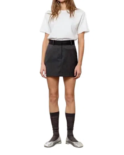 MOON RIVER CHARCOAL STRIPE MINI SKIRT IN CHARCAOL