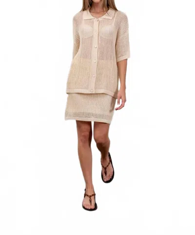 MOON RIVER NAKED CROCHET KNIT SHIRT IN NATURAL