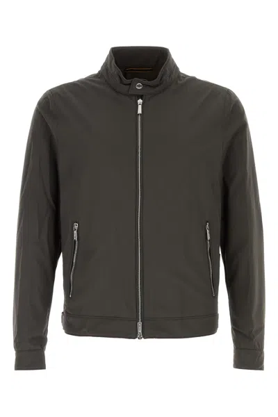 MOORER CHARCOAL NYLON BLEND VANGI-KN JACKET