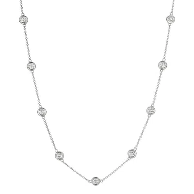 MORRIS & DAVID 3.50 CARAT DIAMOND BY THE YARD NECKLACE SI 14K WHITE GOLD 14 DIAMONDS 18 INCH