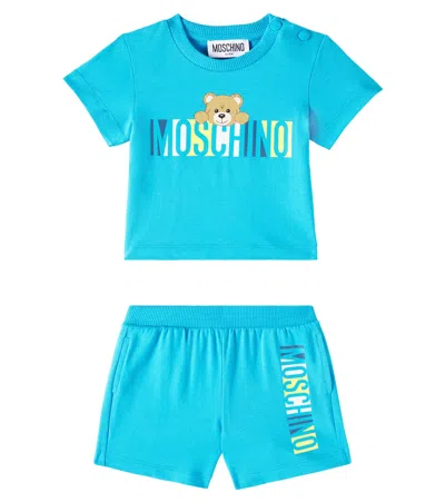 MOSCHINO BABY COTTON JERSEY T-SHIRT AND SHORTS SET