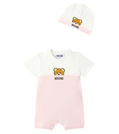 MOSCHINO BABY TEDDY BEAR COTTON JERSEY ROMPER